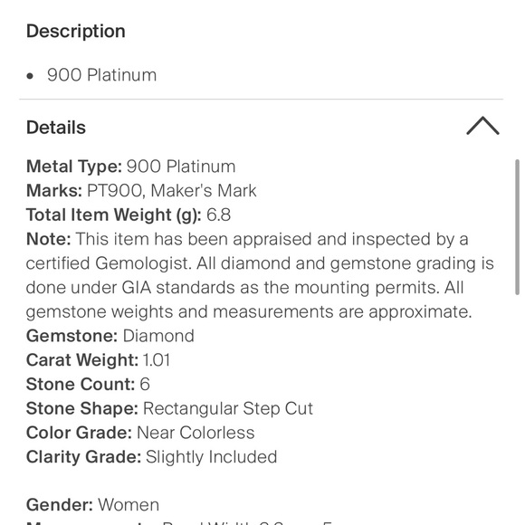 1.01 ctw Diamond Platinum Ring in Size 6.25+ Excellent Conditon - Picture 13 of 14